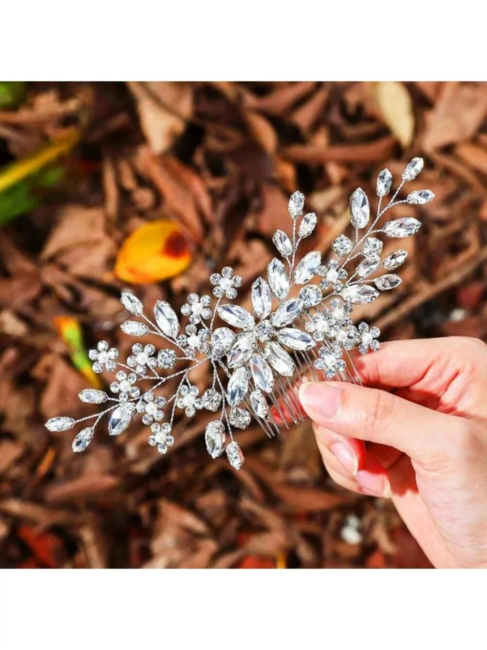 Elegant Rhinestone Bridal Hair Comb - Flower Wedding Clip Accessory for Brides